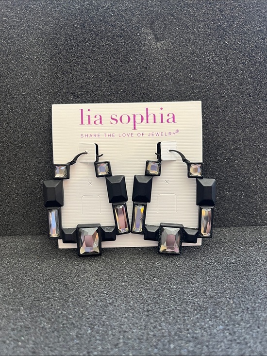 Lia Sophia Jewelry - lia sophia Kiam Collection - Black Geometric Hoop Earrings